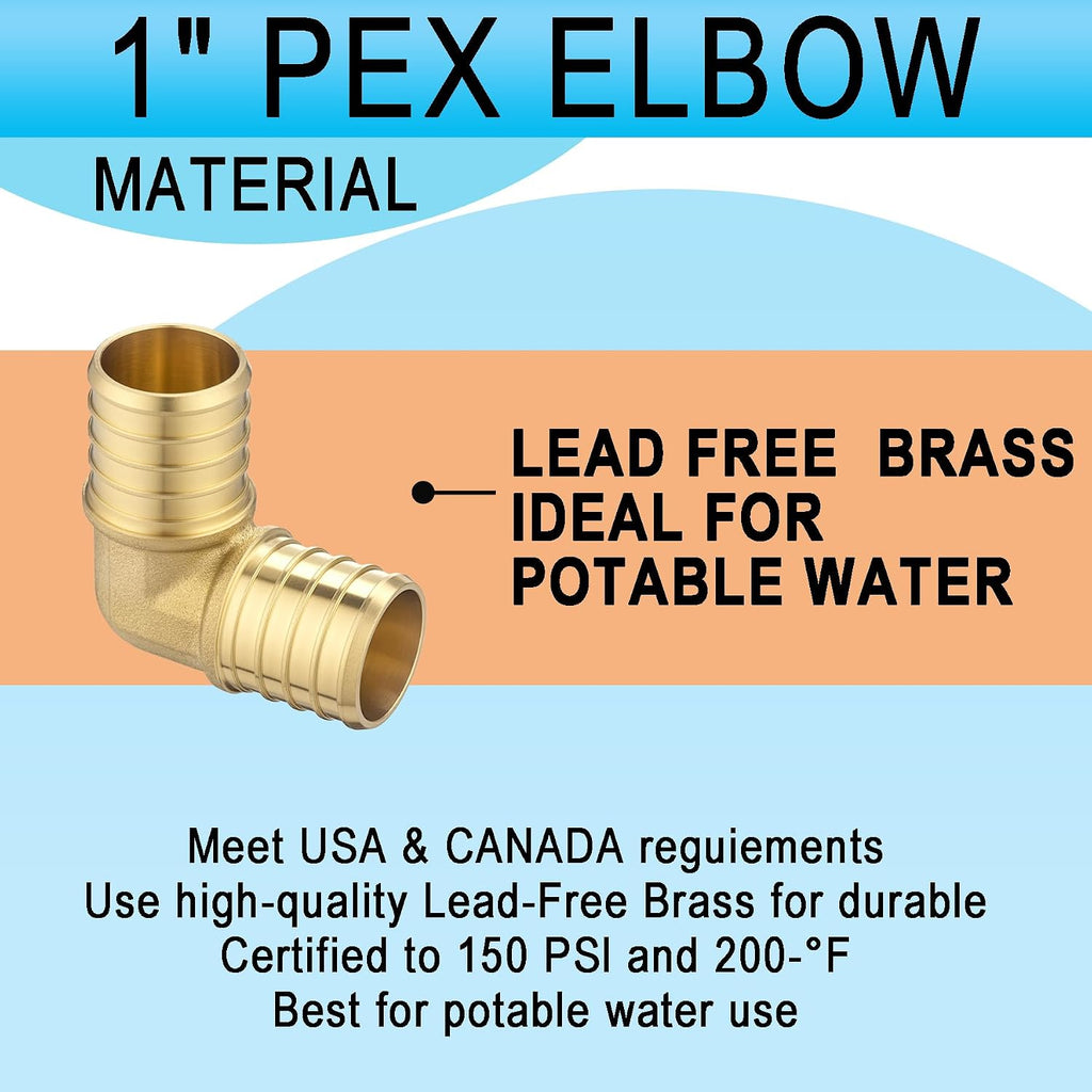 (15 Pack) Asterbacks 1 inch PEX Barb Crimp Elbow for PEX-A/B/C Pipe