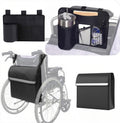 Wheelchair Accessories 2-Pack Set: Wheelchair Side Bag with Cup Holder & Back Bag - Fits All Wheelchairs | Wheelchair