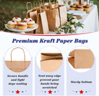 Medium Brown Kraft Paper Bags with Handles, 8x4.25x10.5, 100 Pack