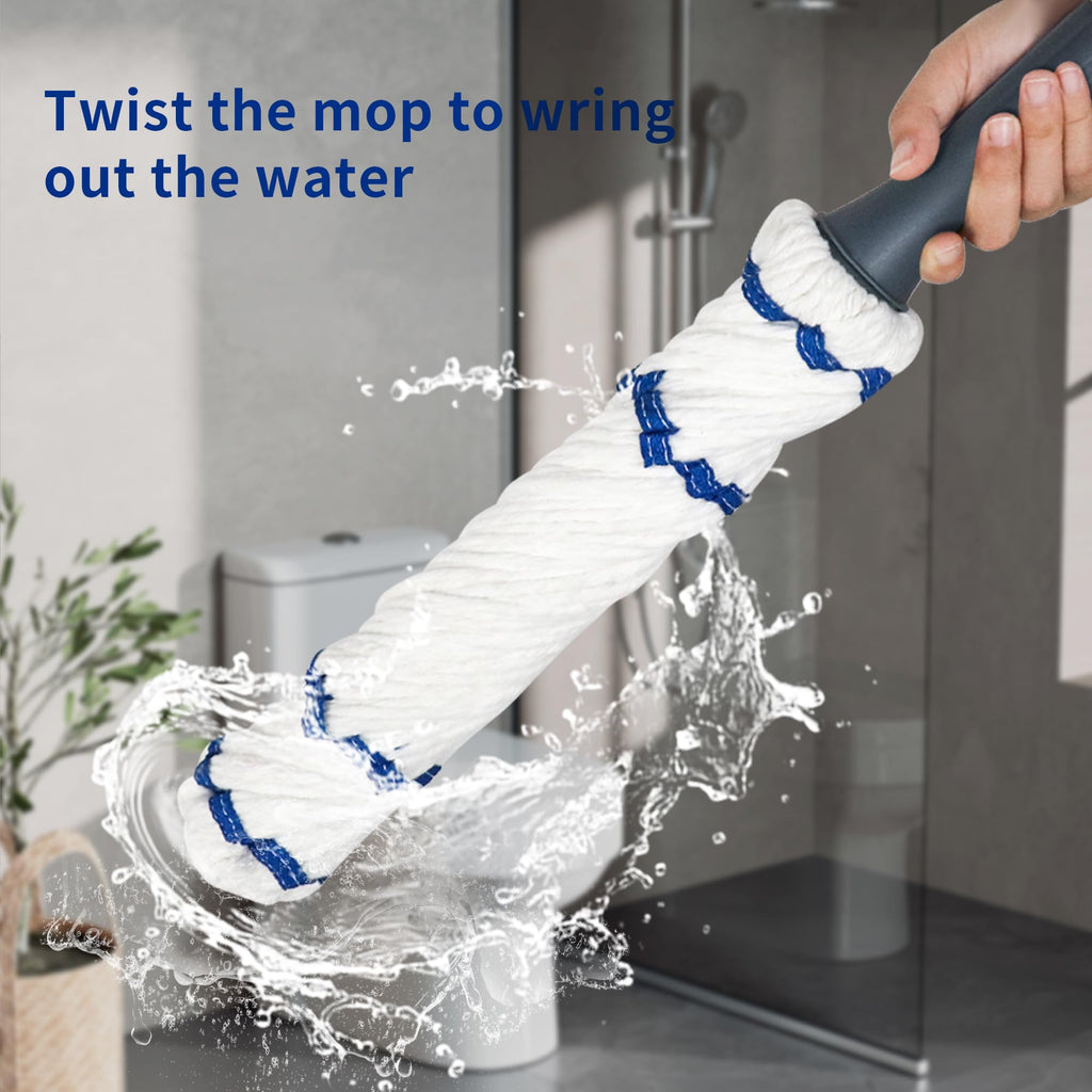 Self-Wringing Twist Cotton Mop with 2 Reusable Heads
