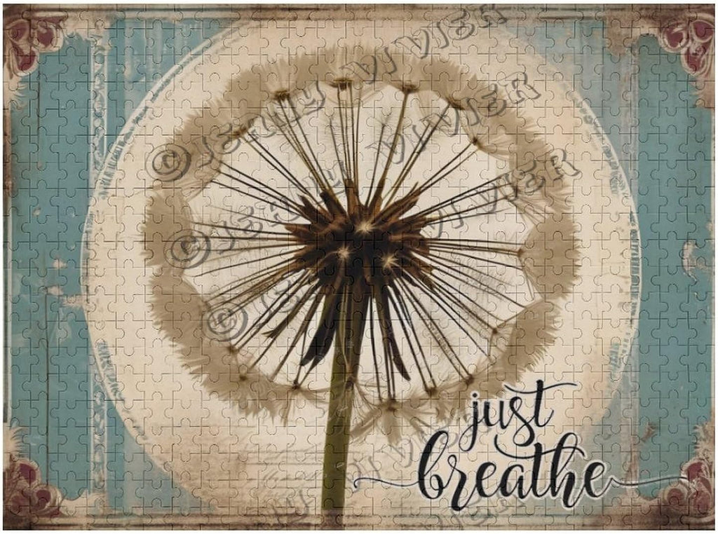 Dandelion Just Breathe 500 Piece Puzzles for Adults Wooden Wall Art Decorative Sign for Bedroom Living Room Kitchen