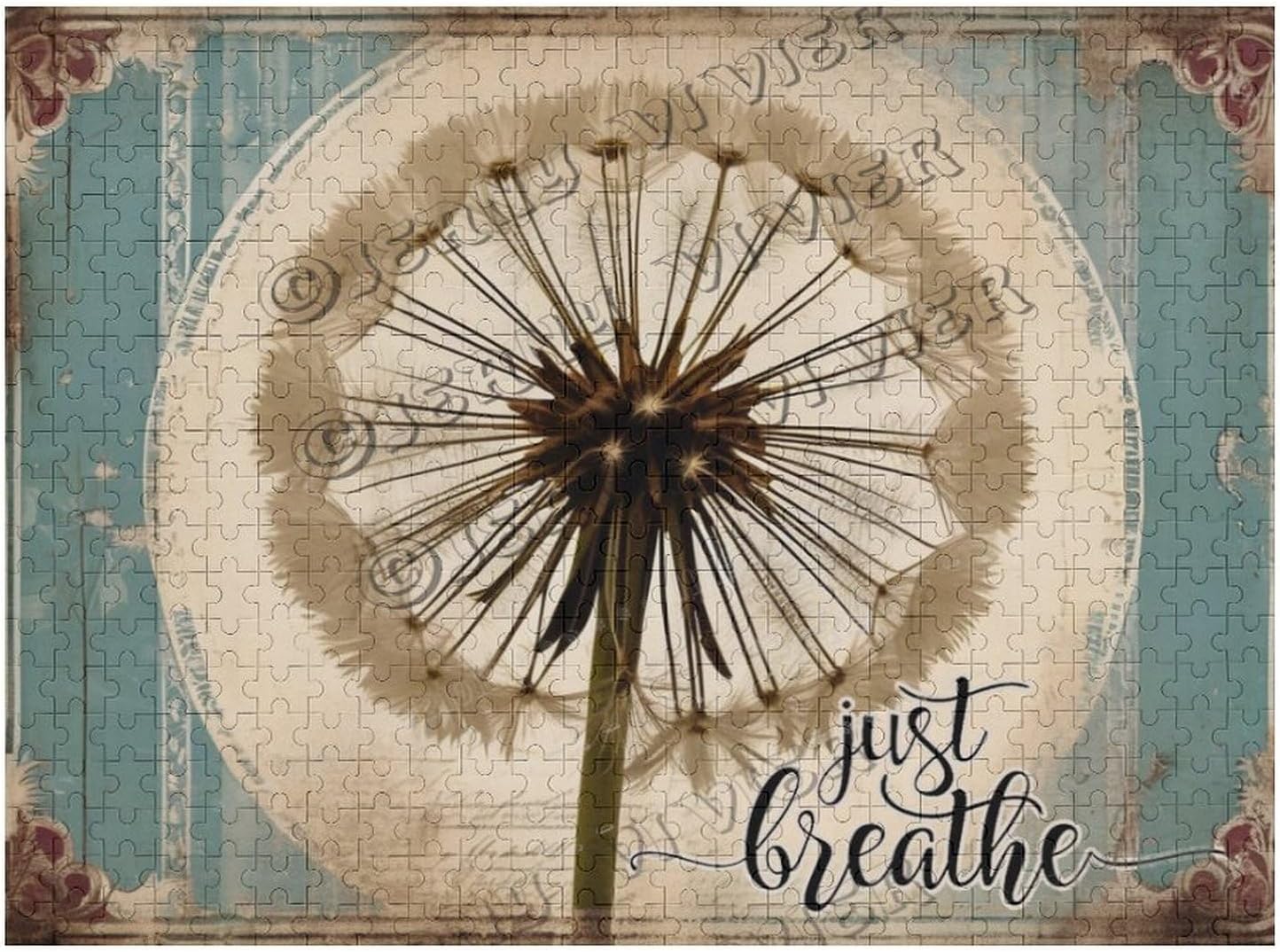 Dandelion Just Breathe 500 Piece Puzzles for Adults Wooden Wall Art Decorative Sign for Bedroom Living Room Kitchen
