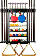 Pool Stick Holder Wall Mount, Pool Cue Rack, Ping Pong Paddle Holder, Dart Holder 3-IN-1,100% Solid Wood Billiard Cue