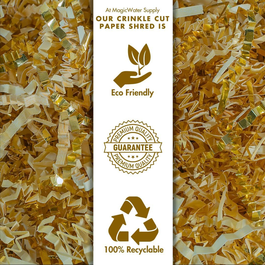 MagicWater Crinkle Cut Paper for Gift Baskets - 1/2LB - Vanilla & Gold