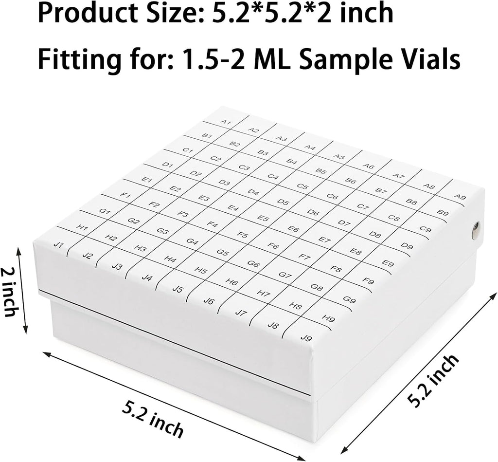 12 Pc Cardboard Lab Freezer Box with Lid, 81-Well Microtube Storage Box with Ice Resistant Coating, Test Tube Vial