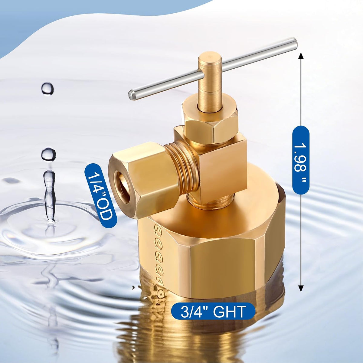 Enhon 3/4 In Garden Hose to 1/4 In Compression Needle Valve