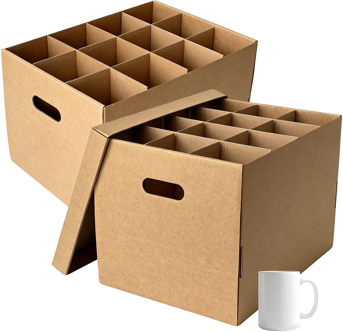 2-Tier Cup & Mug Moving Boxes for Small Coffee Mugs, Tea Cups & Glassware
