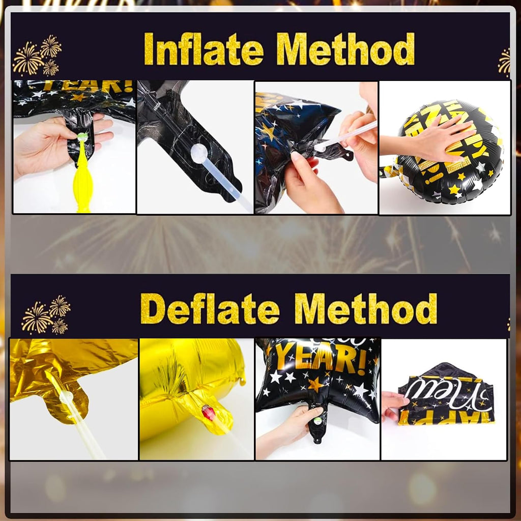 New Years Eve Party Supplies 2026, Happy New Years Decorations 2026, Gold and Black Balloons Supplies Set with 2026