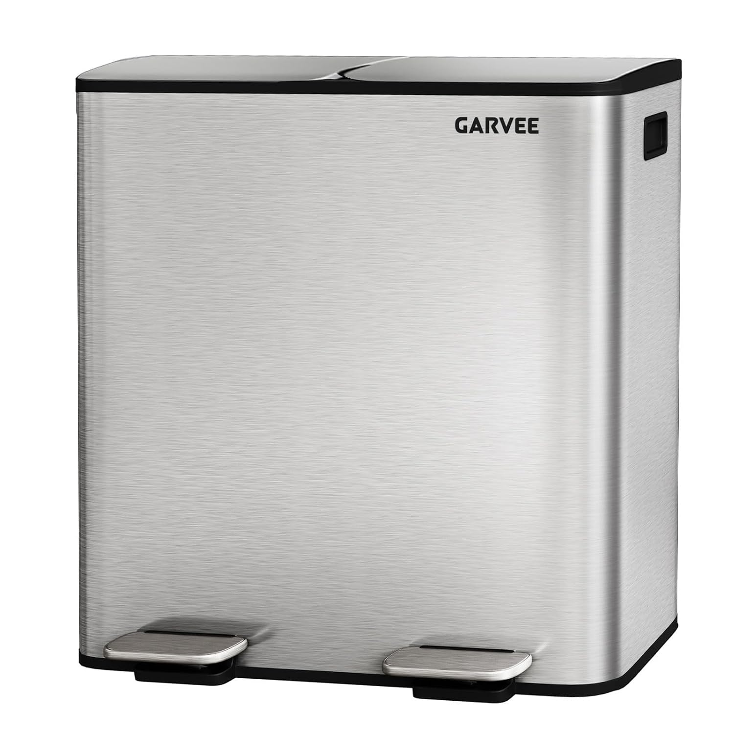 2x10.6 Gal Dual Kitchen Trash Can Fingerprint-Proof Stainless Steel | 2 Removable Inner Buckets Step Pedal Soft-Close