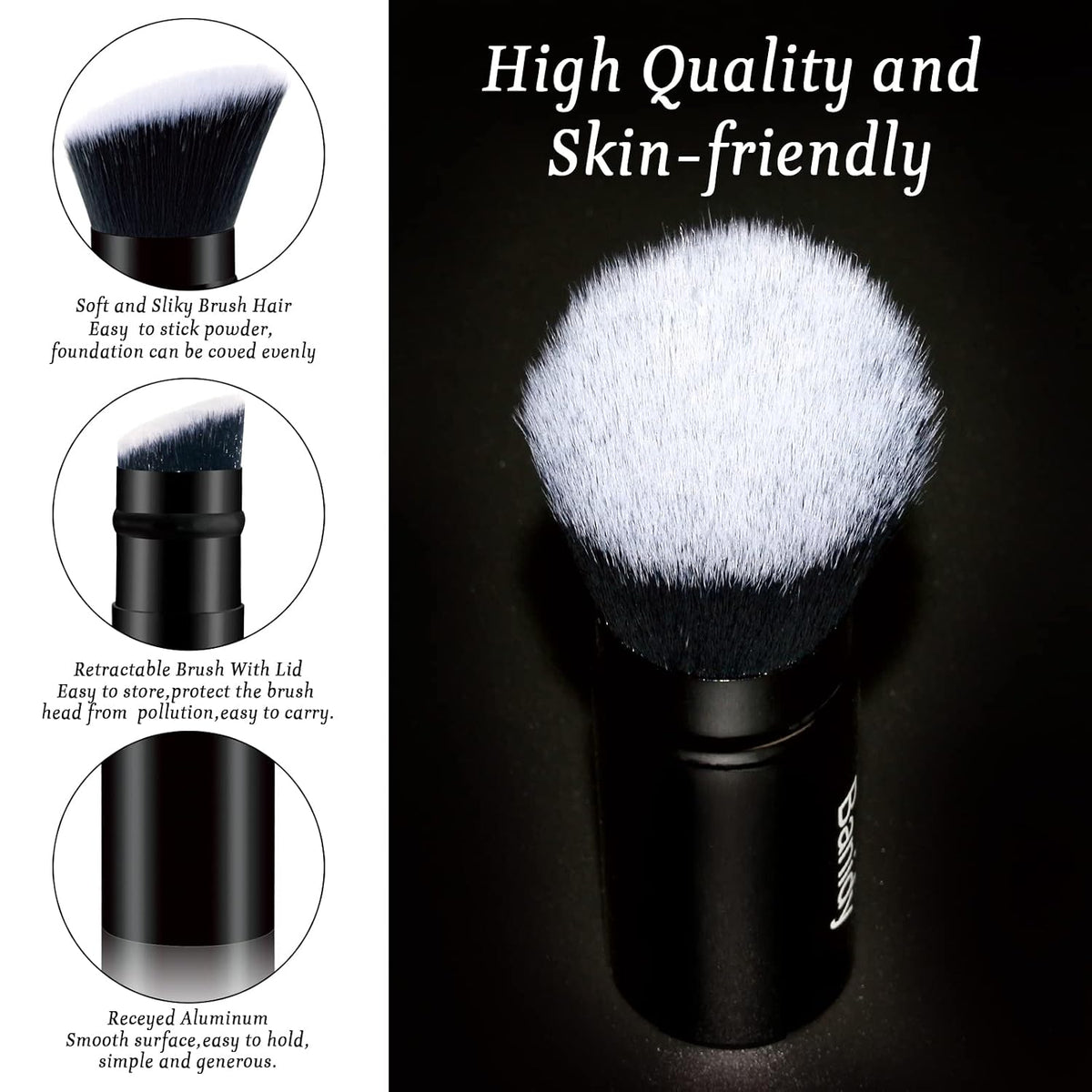 Makeup Brush Kabuki Retractable Travel Face Brushes Portable Blush Brush