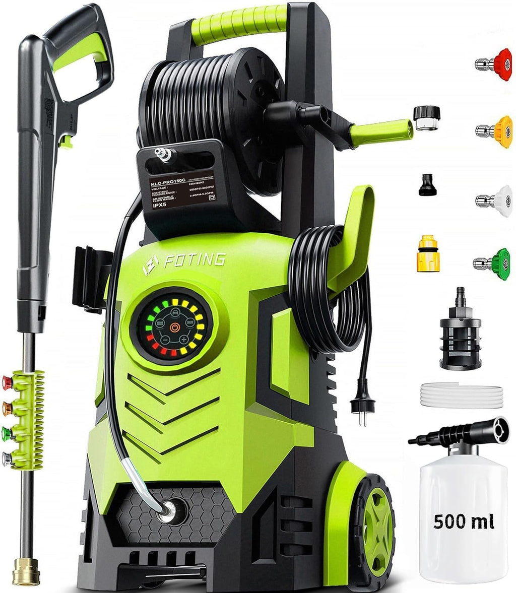 2026New Pressure Power Washer 5000PSI with Adjustable Touch Screen 8 Level, 34" Tall, 4 Quick Connect Nozzles,Inlet