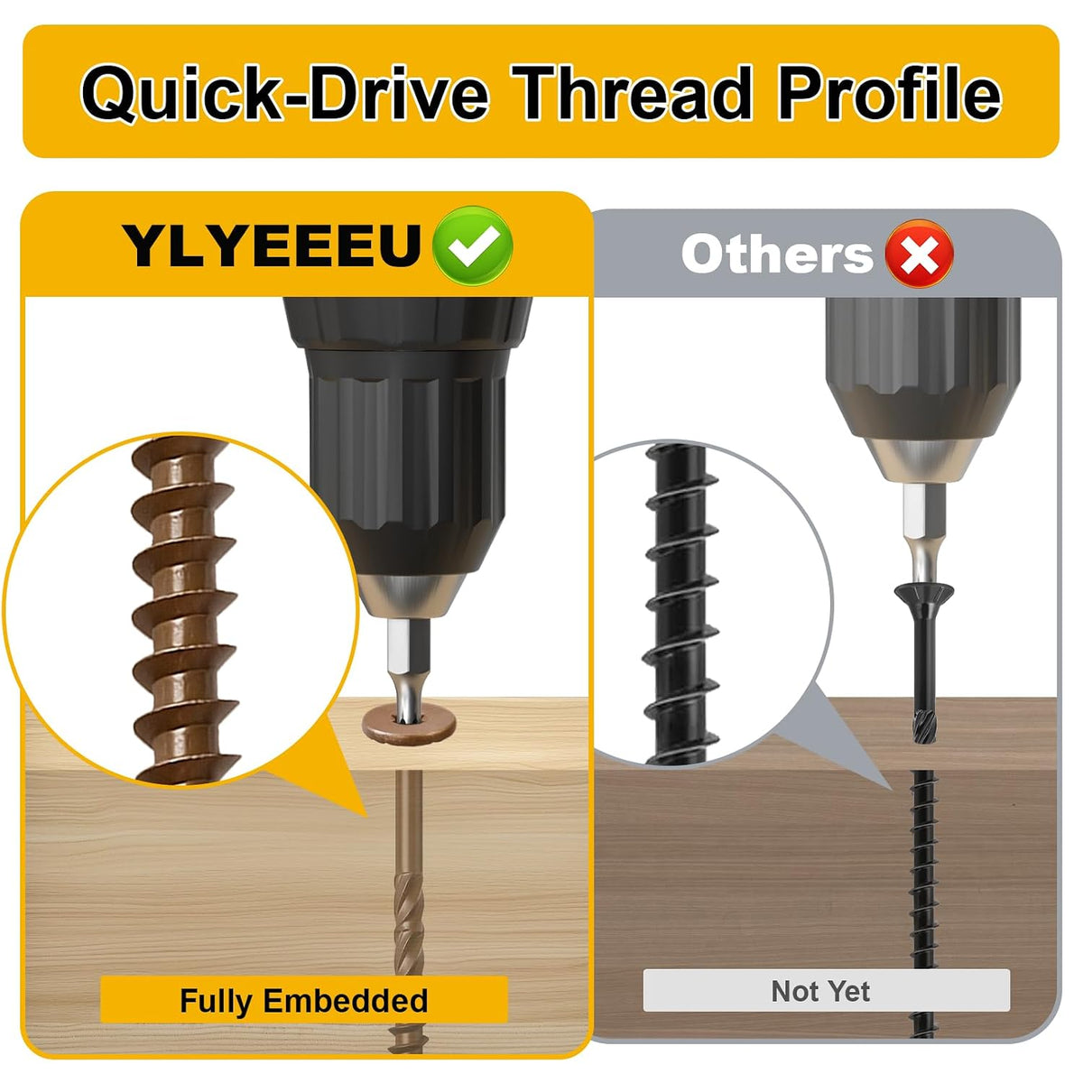 Wood Screws #14 x 10 Inch 54Pcs Structural Deck Screws with Upgraded Thread