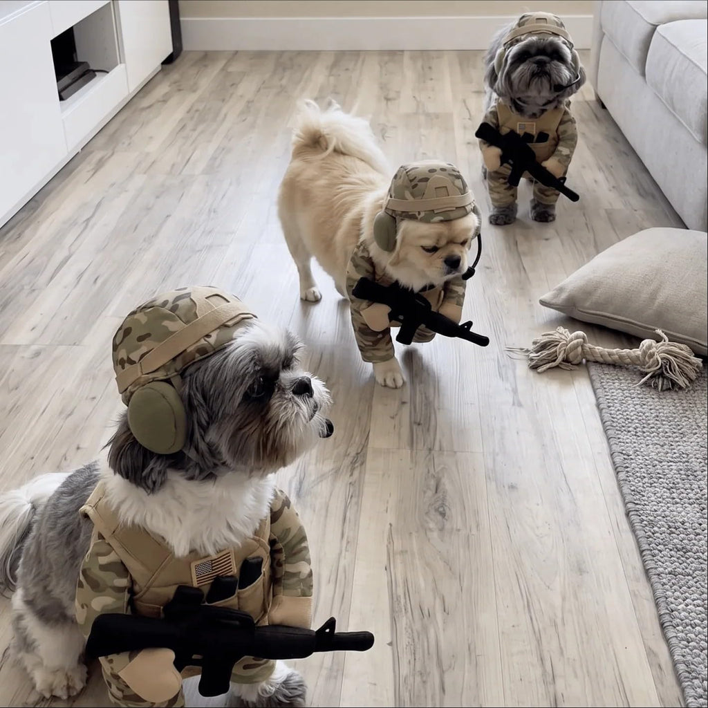 Funny Tactical Soldier Pet Costume Front-Facing Military Uniform for Dogs & Cats, Pet Cosplay Clothes Halloween