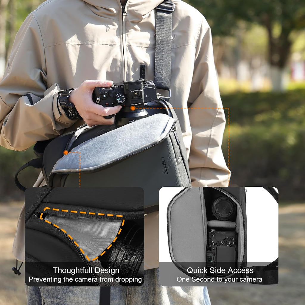 Camera Sling Bag Small, DSLR/SLR/Mirrorless Compact Camera Bag | Water-resistant Camera Shoulder Case Crossbody