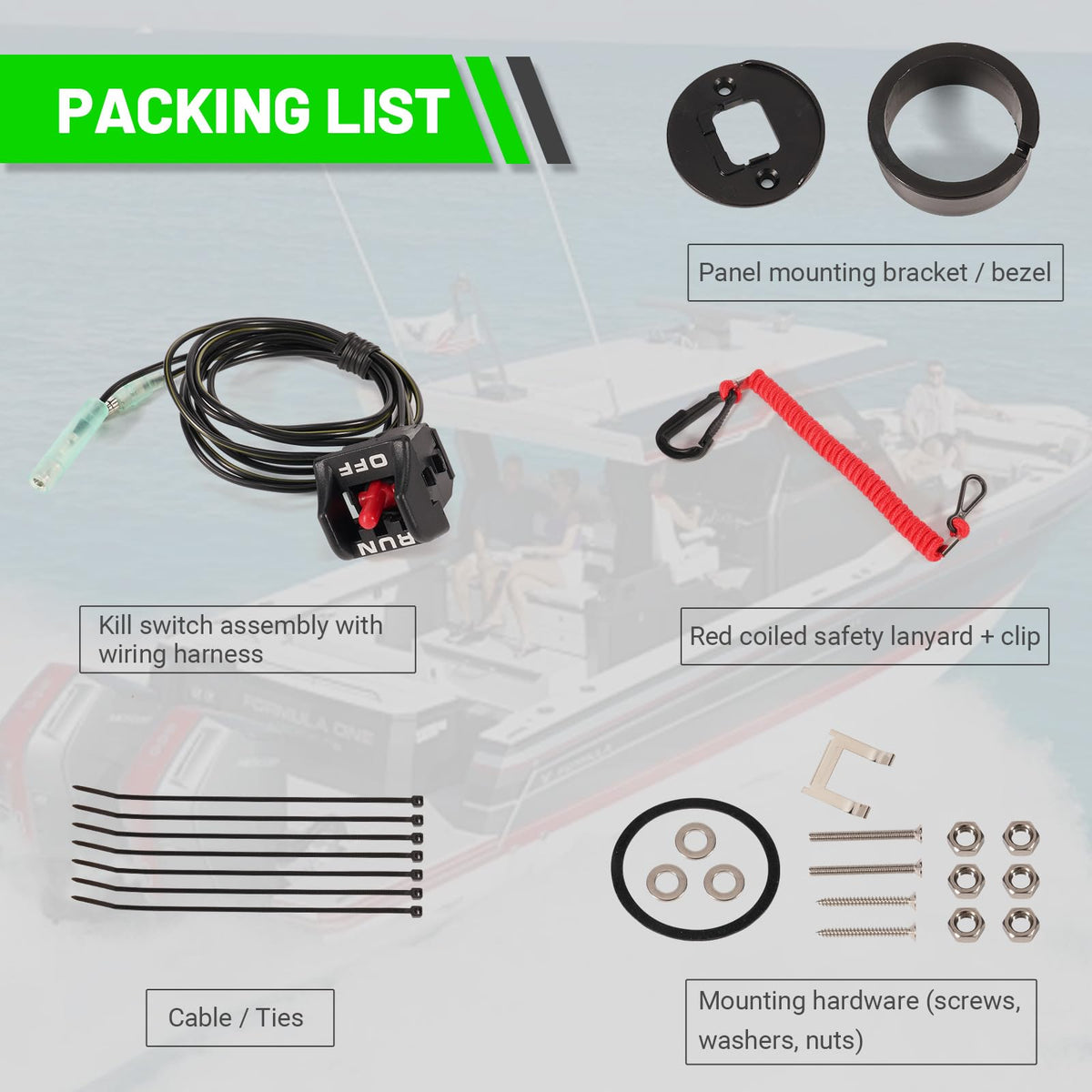 LEAPTREND 87-19674A07 Boat Safety Lanyard Kill Stop Switch Compatible with Mercury Mercruiser Single Engine 19674A07