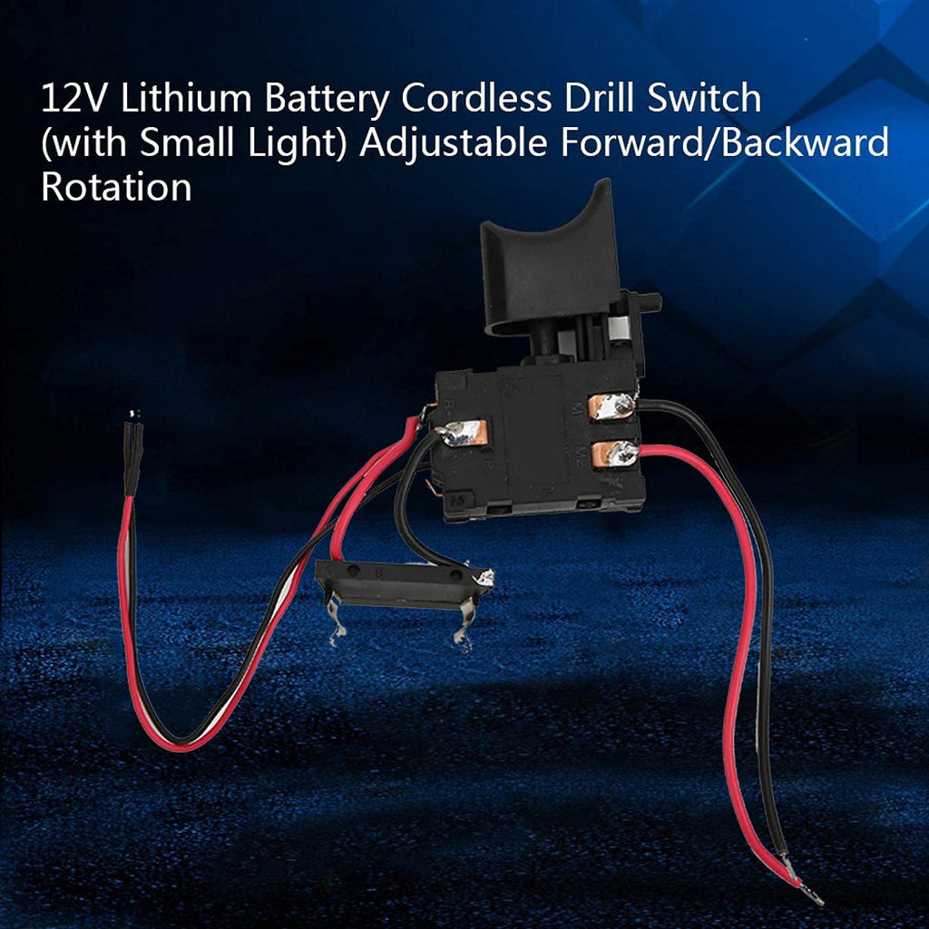 Electric Drill Switch, Cordless Drill Trigger Switch, 7.2V-24V Lithium Battery Cordless Drill Speed Control Trigger Switch With Small Light