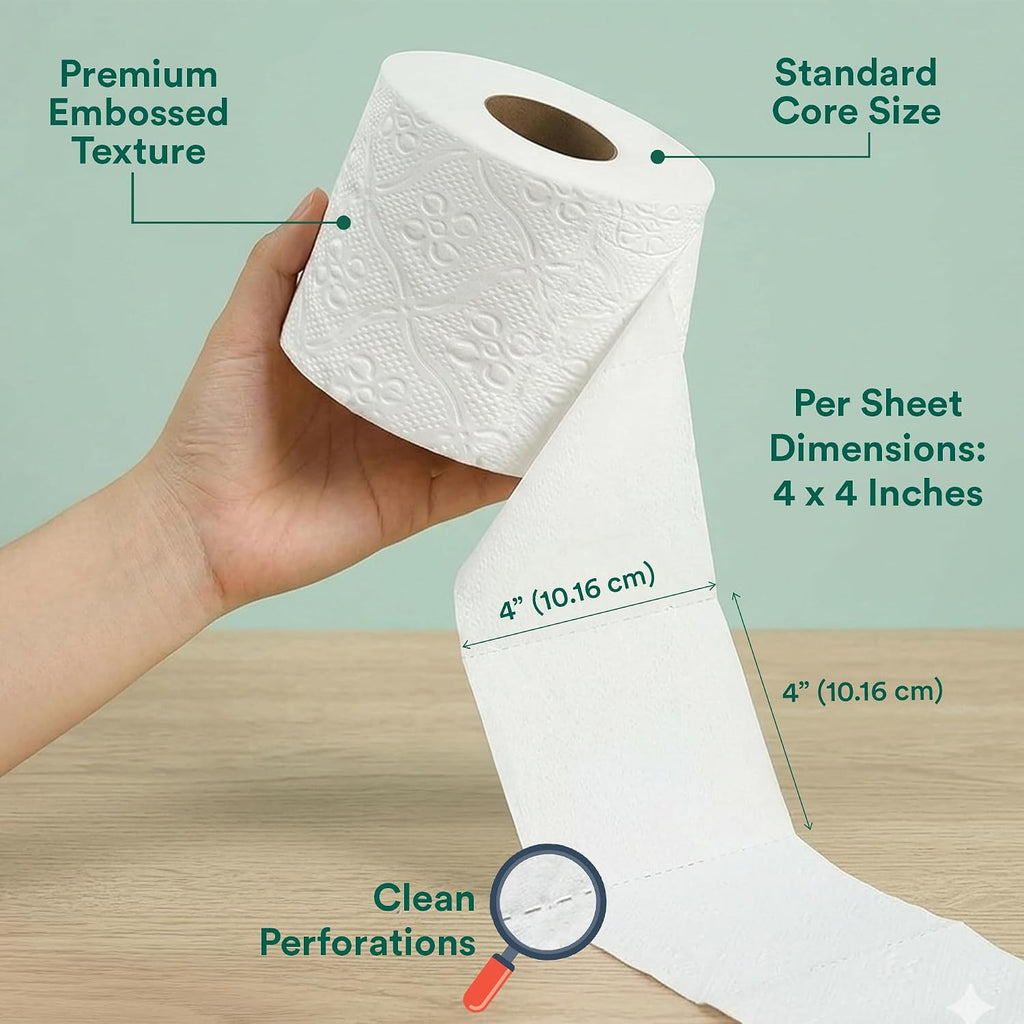 3 Ply Bamboo Toilet Paper, 12 Mega Rolls, 300 Sheets Each