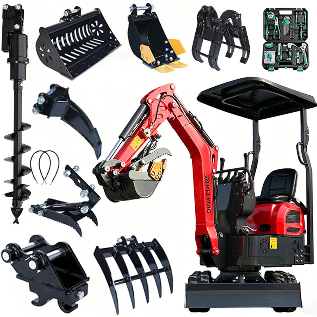 Mini Excavator, 1.2Ton Compact Digger, B&S Engine,EPA Certified,Tracked Excavator,9 Accessories,Includes Free Unloading