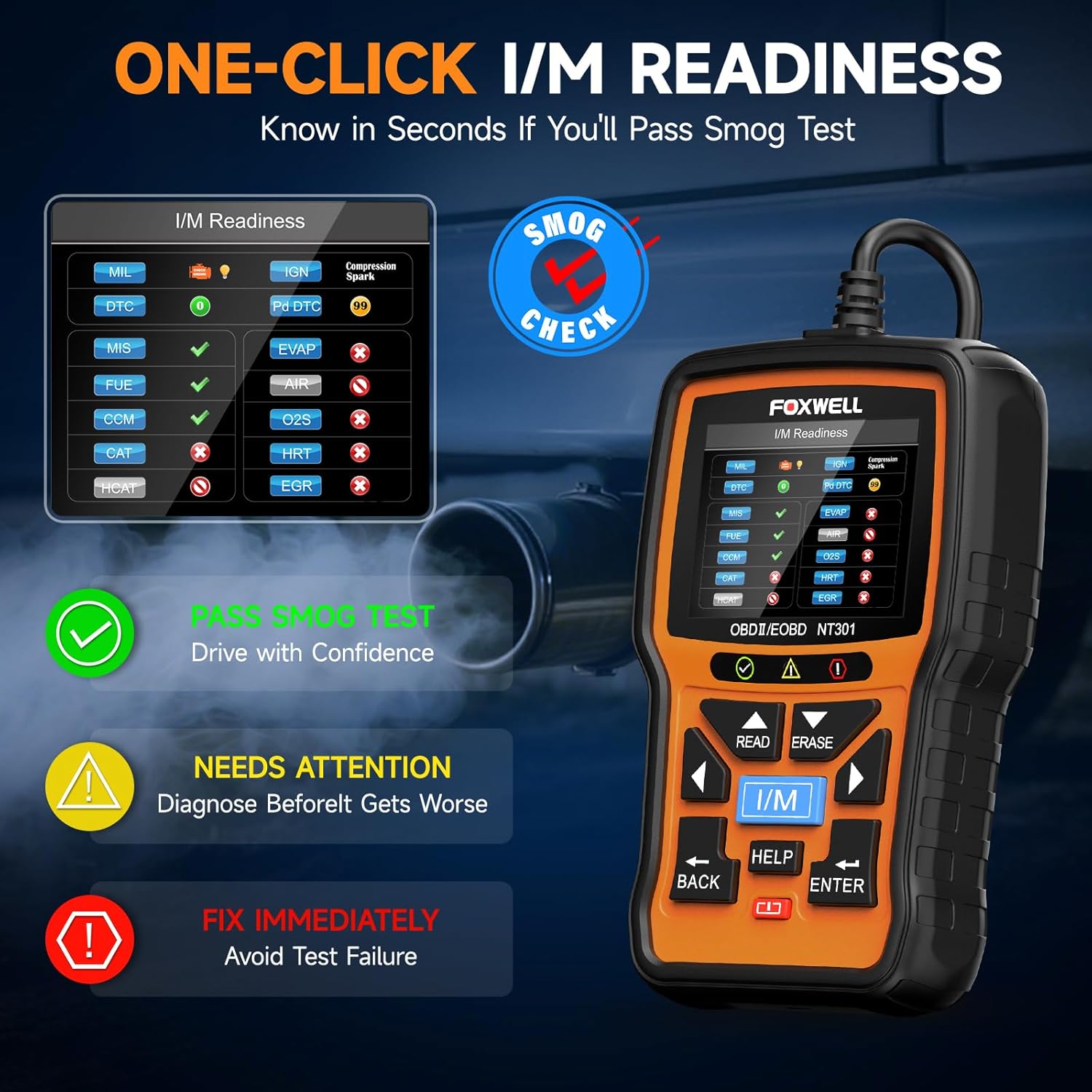 NT301 OBD2 Scanner Live Data Professional Mechanic OBDII Diagnostic Code Reader Tool for Check Engine Light