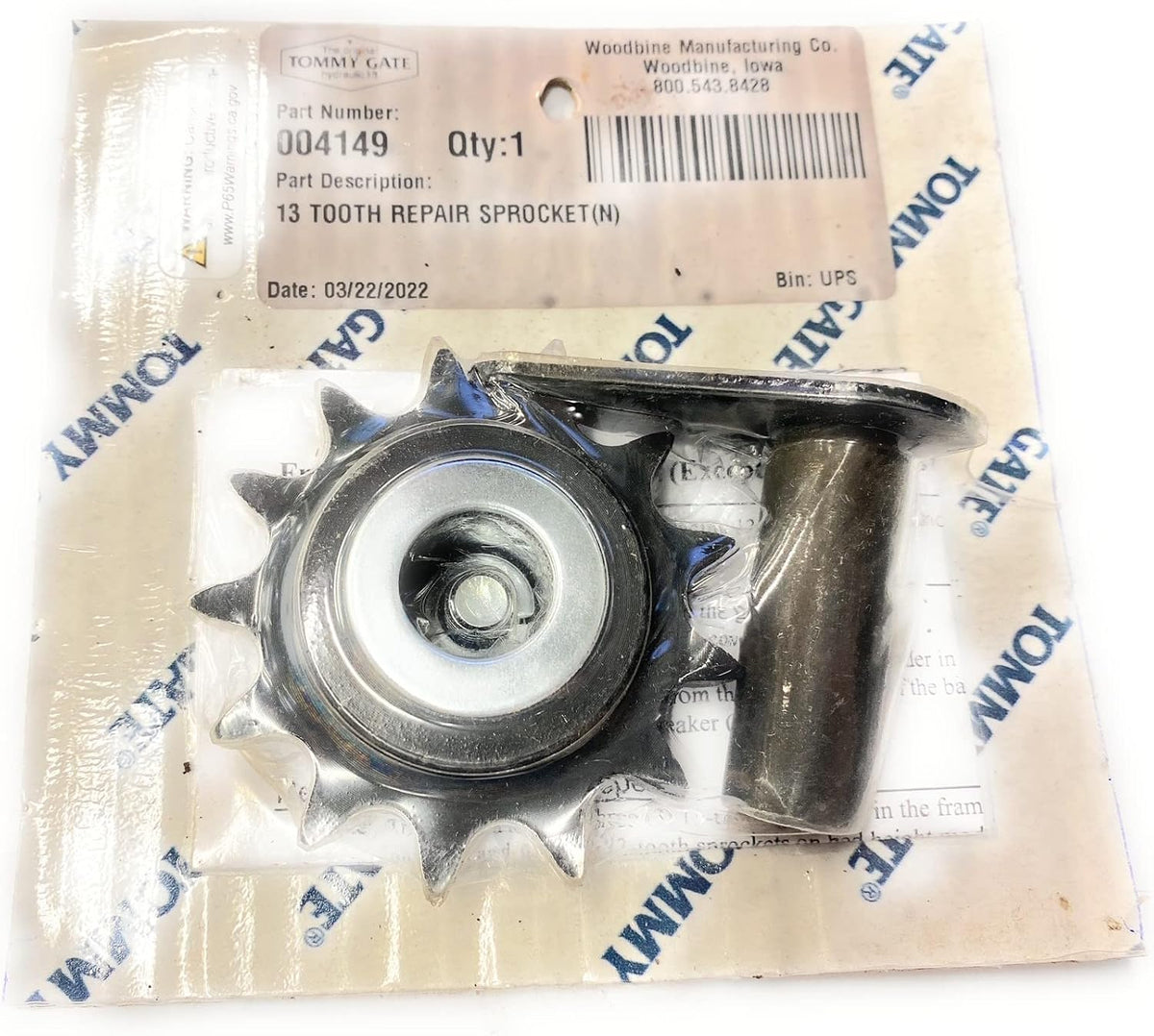 Tommy Gate OEM Part# 004149, 4149 13 Tooth Repair Sprocket