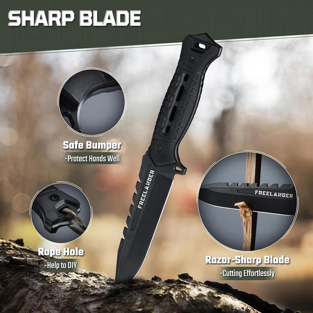 Full Tang Tactical Fixed Blade Knife with Sheath, Gift for Men | All-Purpose Survival Knives, Long-Lasting Sharpness