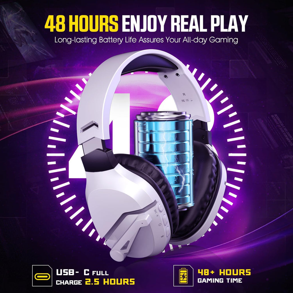 Wireless Gaming Headset with Mic for PS5 PS4 PC, 48Hrs, Wired for GameCube | 2.4GHz/Bluetooth Headphones, USB &