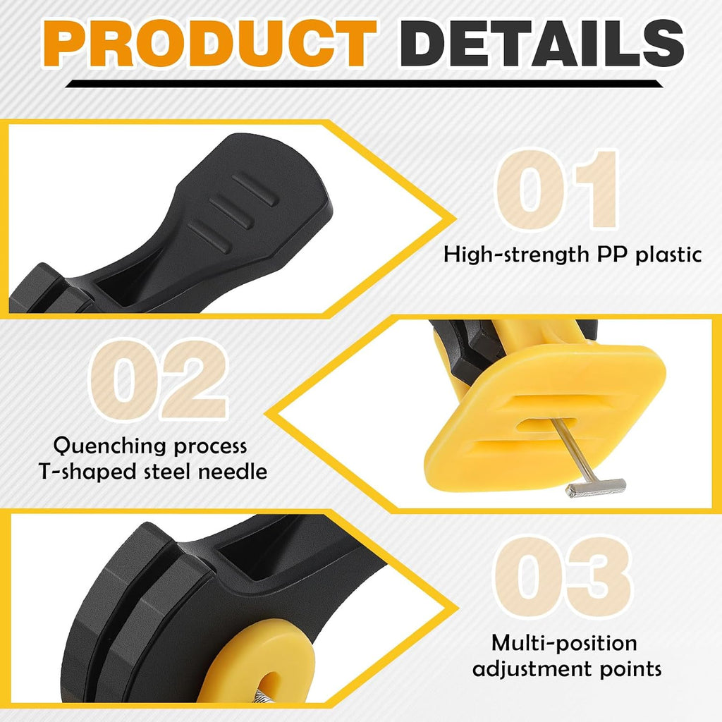 Tile Leveling System Kit 200 Reusable Tile Spacers + 200 1/16'' Replaceable Spare Steel T-pin, Leveling Clips Fit