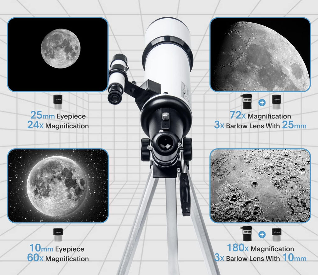 Telescope for Adults, 80mm/600mm AZ Refractor for Beginners | High-power 80mm AZ refractor for adults and beginners