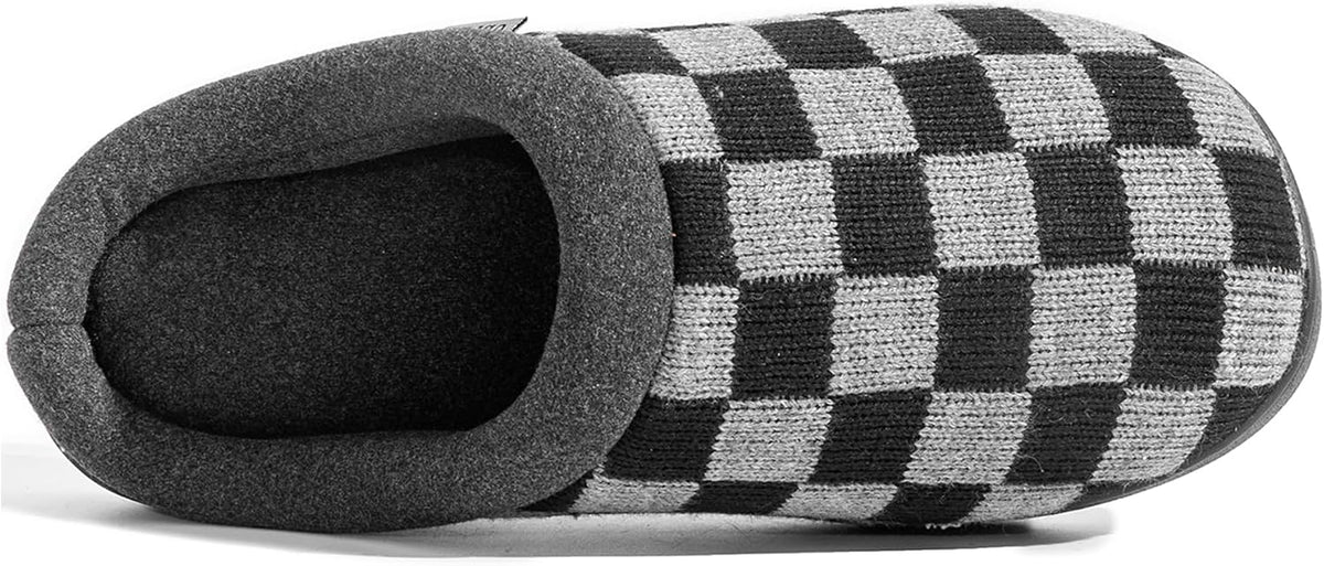 Mens Womens Slippers Classic Plaid Winter Warm with Memory Foam Fluffy House Shoes Platform Indoor Bedroom