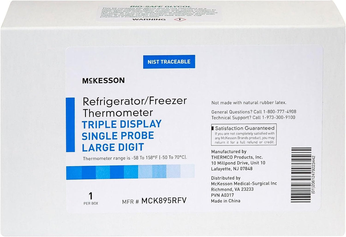 Refrigerator/Freezer Thermometer with Triple Display, Large, 1 ct