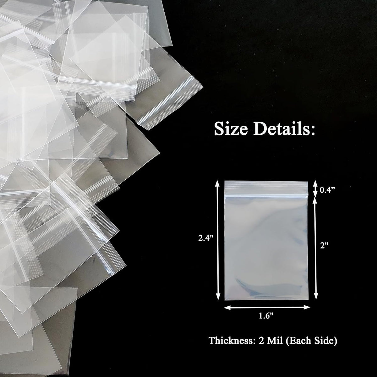 Small Plastic Bags 1" x 2" 500pcs for Tiny Items Storage & Packaging