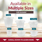 3.25 oz Condiment Containers with Lids (100 sets) | Ideal for Sauce, Souffle, Samples, Jello Shot Cups | Disposable