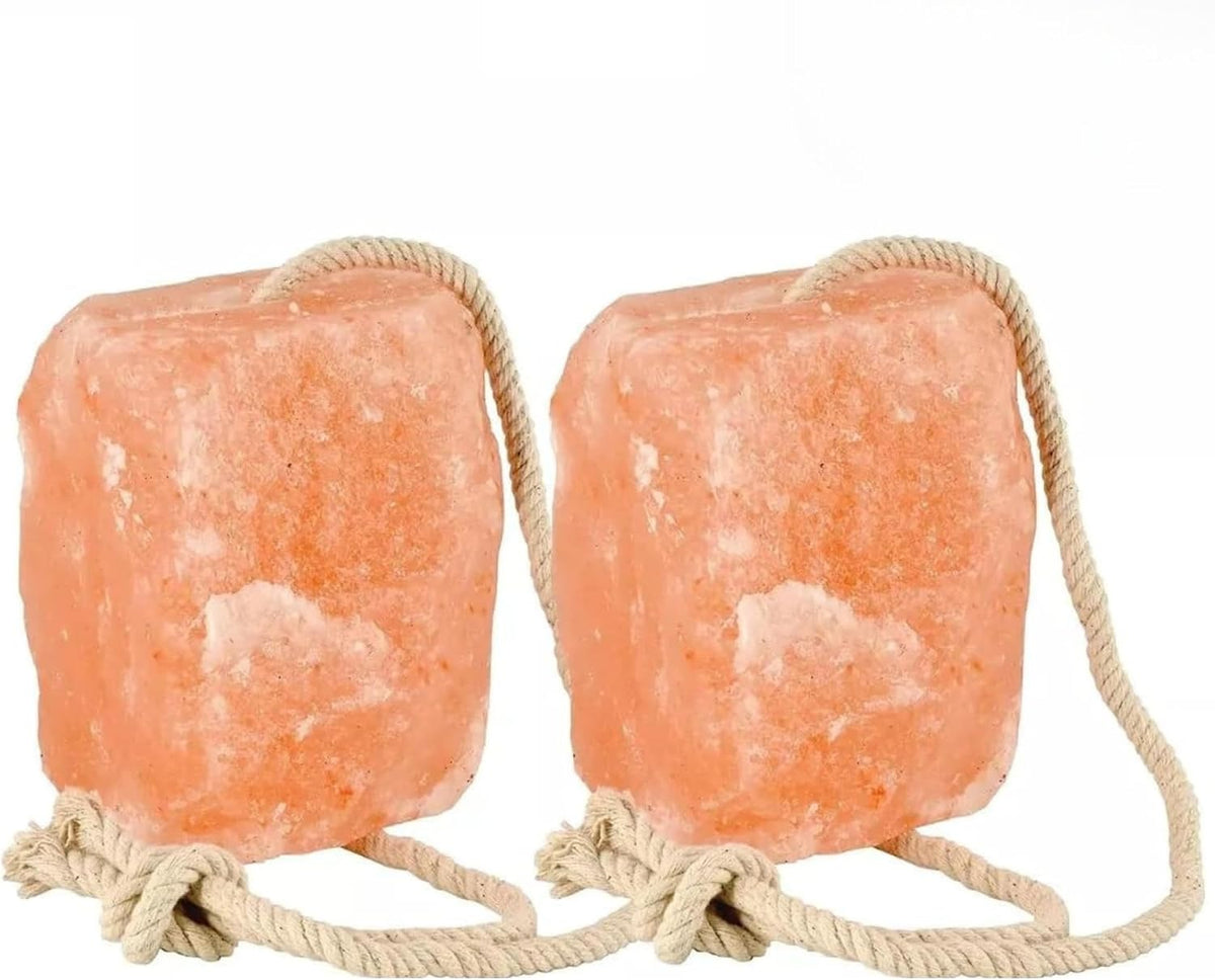 Himalayan Pink Salt Lick Blocks for Horses and Livestock, 5 lbs Each, 2-Pack with 32-Inch Hanging Ropes
