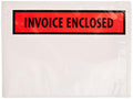 PL463 Poly Full Face Document Envelope, Legend"Invoice Enclosed", 4-1/2" Length x 6" Width, 2 mil Thick, Red/Black on