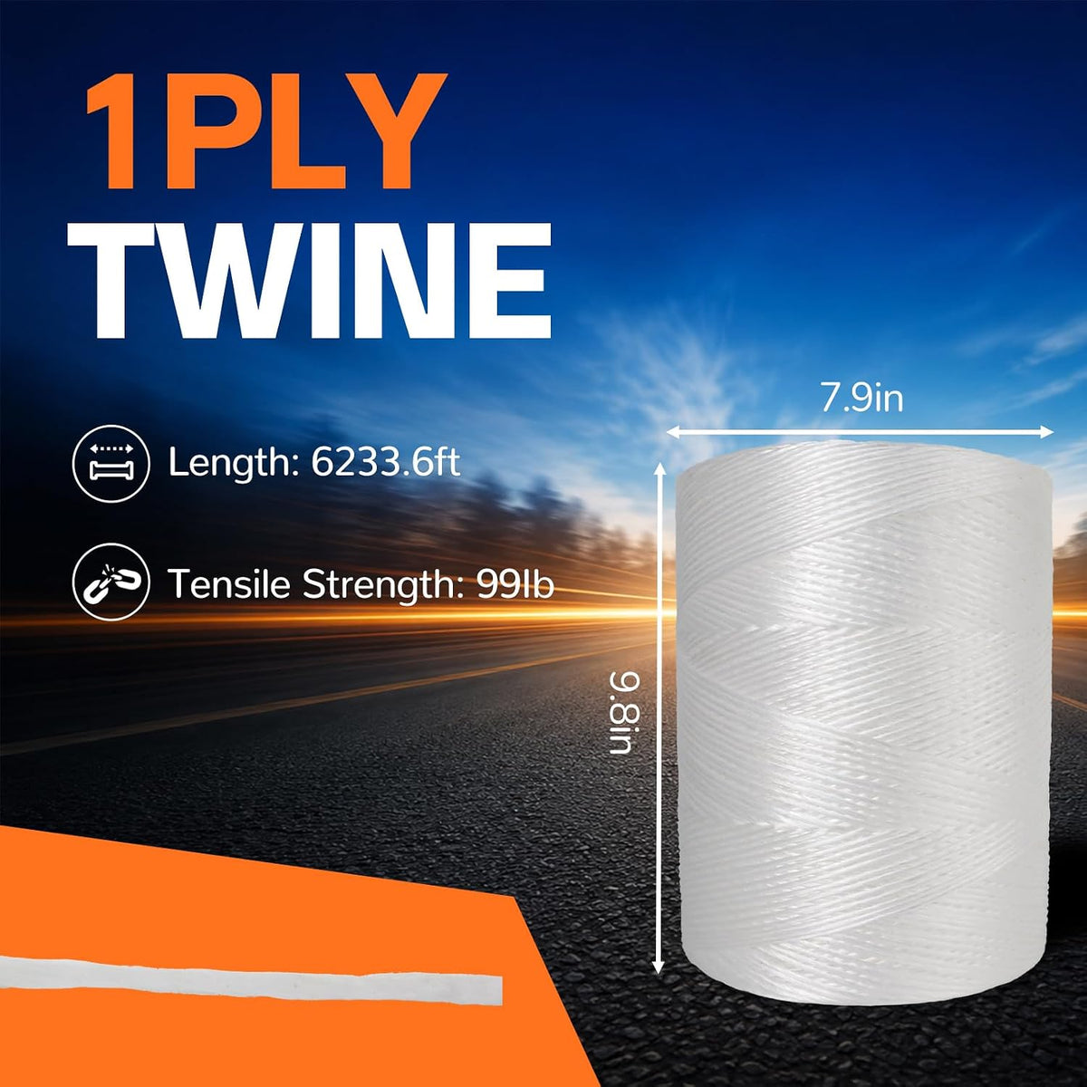 1ply Polypropylene Tying Twine 6200ft, Heavy Duty Baling Twine