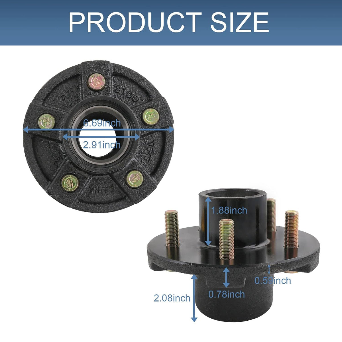 Trailer Idler Hub Kits 5 on 4.5" for 3500 lbs Axle 1/2"-20 Thread 22017K Set of 2