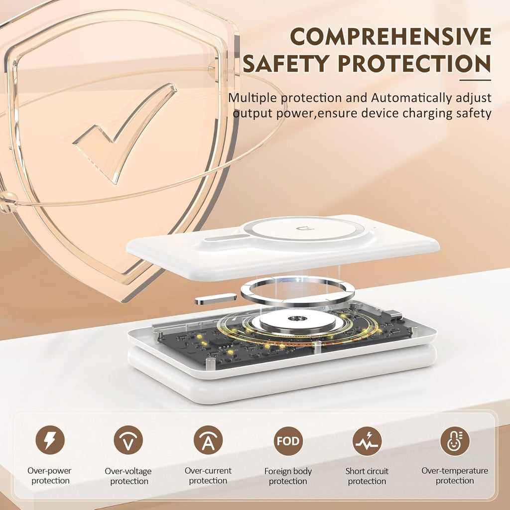 Magnetic Wireless Charger for iPhone: 3 in 1 Travel Charging Station for Apple Devices for iPhone 17 Air 16 15 14 13