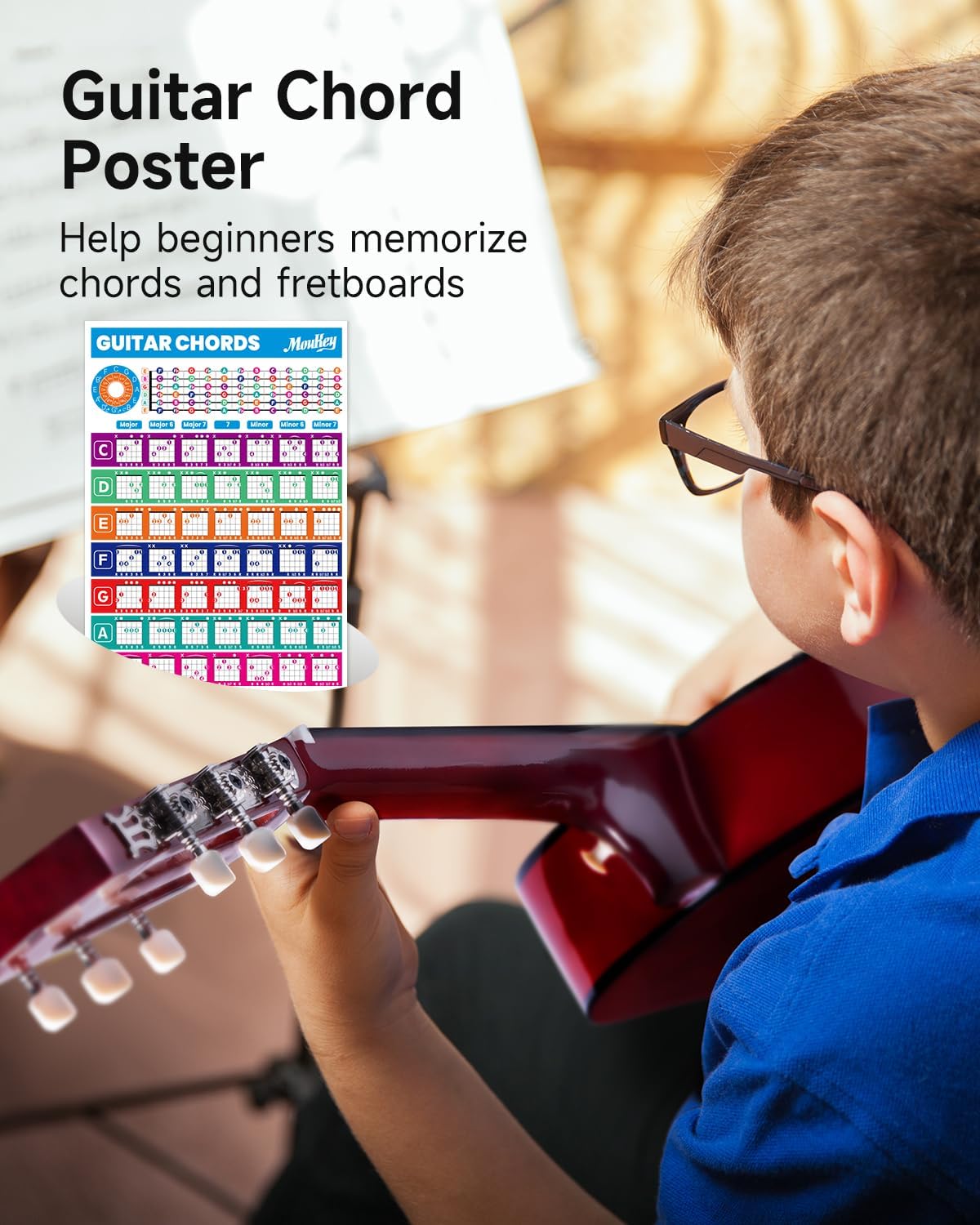 30" Acoustic Guitar for Beginners Kids Youth 1/4 Size Dreadnought Guitarra Acustica Kit with Chord Poster, Gig Bag
