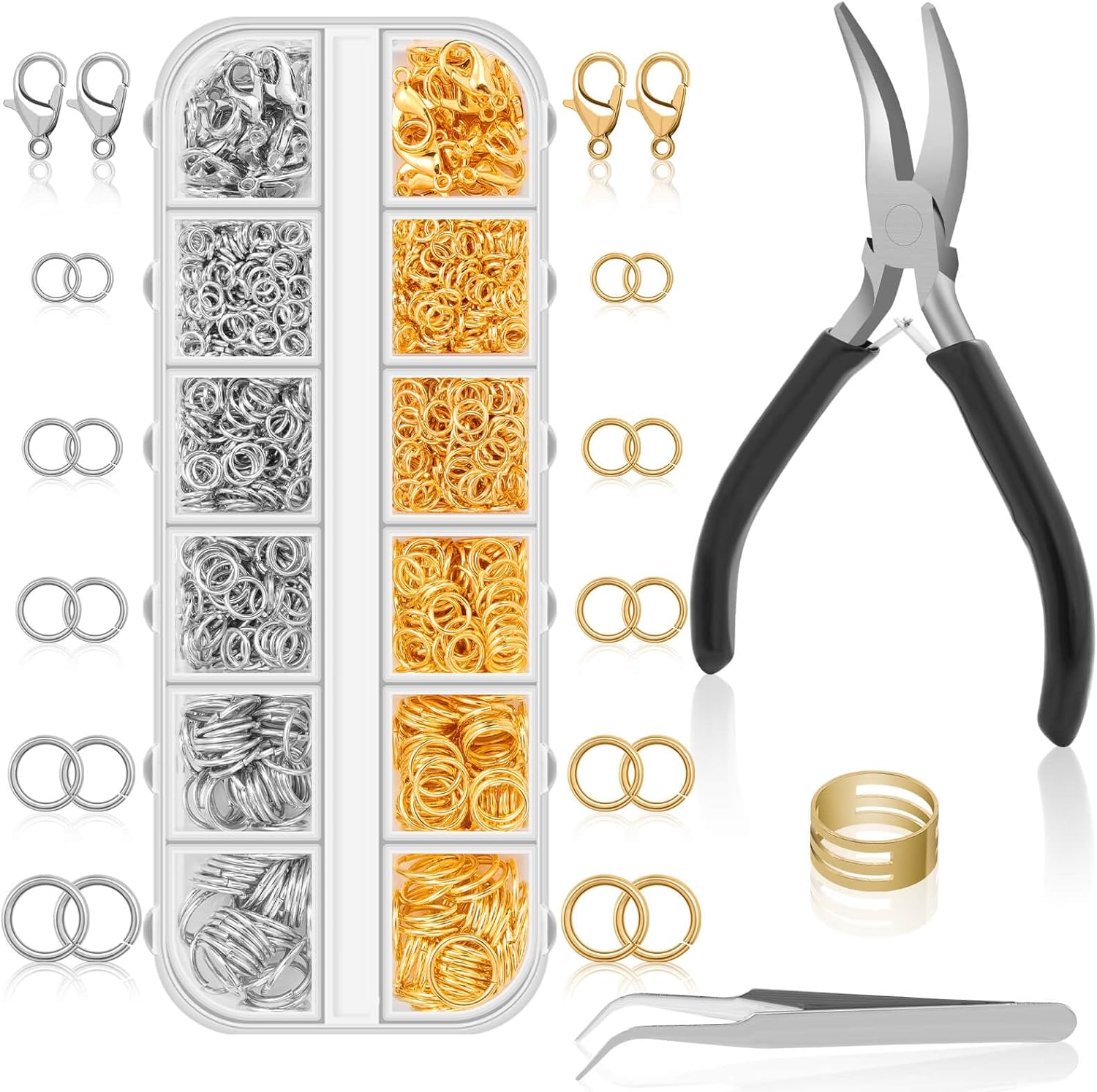 Jump Rings for Jewelry Making Supplies and Necklace Repair with Jump Ring Pliers and Open Jump Ring(1200Pcs Silver