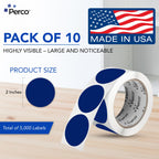 Dark Blue Perforated Round Circle Dot Sticker 2-Inch Labels — 10 Rolls, 5,000 Stickers—Business Logos, Product Labels