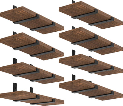 Shelf Brackets 12 Inch, Strong Heavy Duty Floating Shelf Brackets Pack of 16, Industrial Metal Iron Matte Black