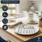 Hotel Flatware Silverware Set for 12-90 Piece 18/10 Stainless Steel Cutlery Set, Elegant Dinner Forks, Knives, Spoons