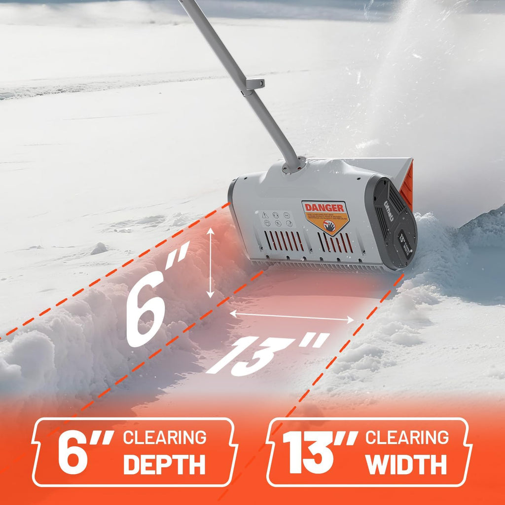 Electric Snow Shovel Cordless 2x20V, Brushless Lightweight Battery Powered Snow Blower with 4.0Ah Battery, Easy Snow