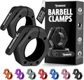 Barbell Clips 2 Inch (Pair) - Quick Release Olympic Barbell Clamps & Collars with Anti Slip TPR Grip for Secure