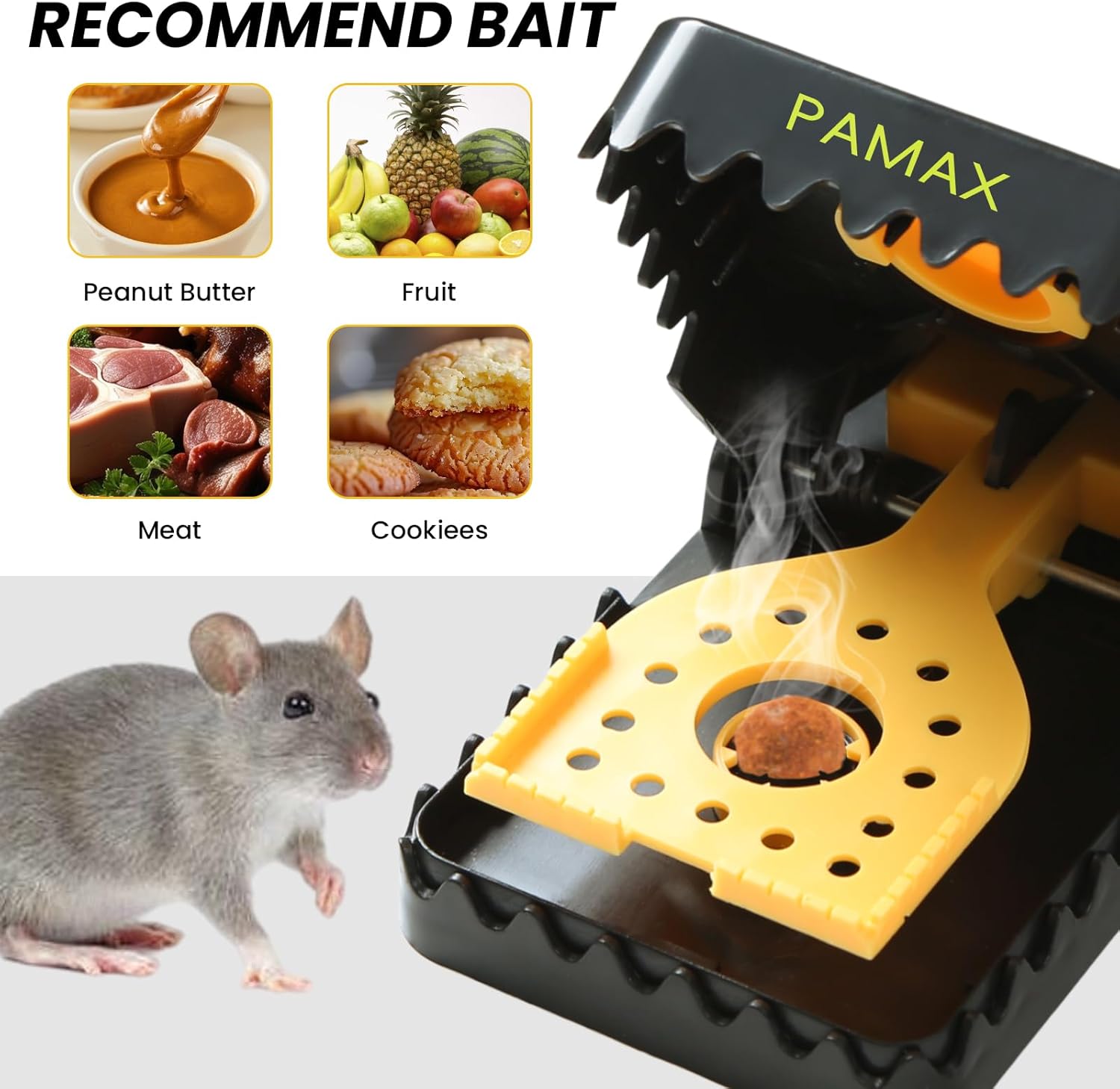 Mouse Traps Indoor for Home, 4-Pack Reusable Humane Snap Traps | Rat & Mice Traps for Outdoor, Voles, Chipmunks
