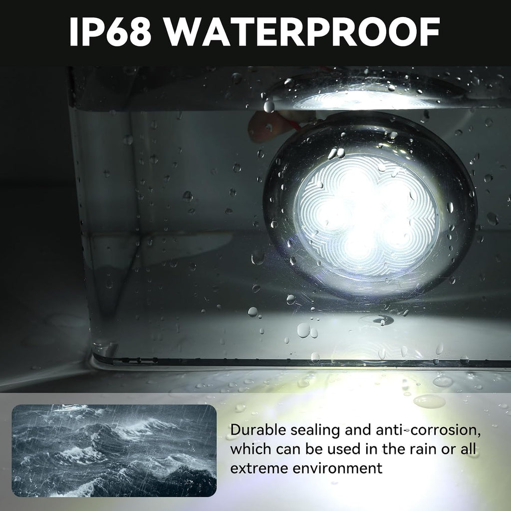 4 Pack IP68 Waterproof LED Boat Courtesy Lights, White