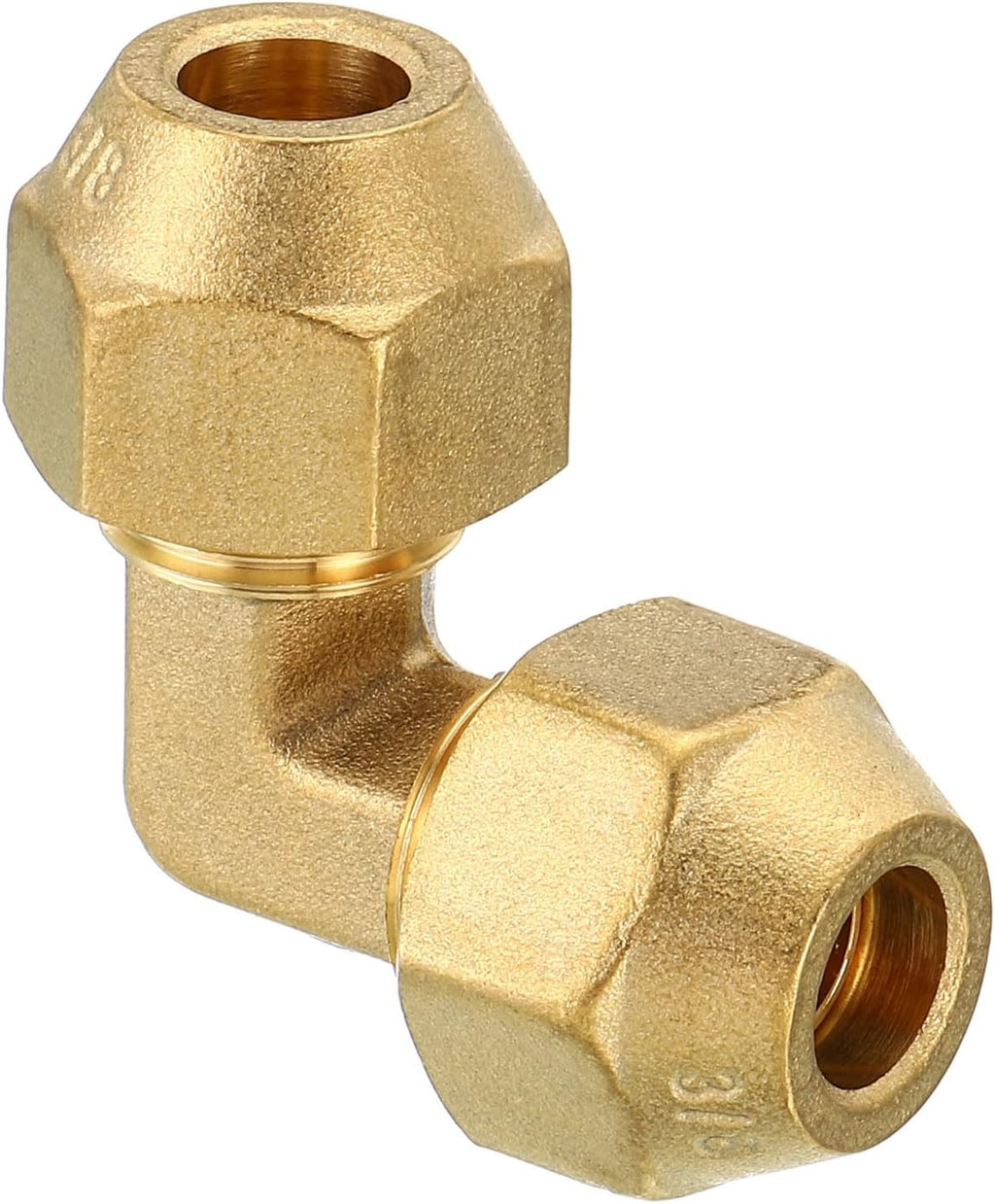PATIKIL 3/8" x 3/8" Brass Pipe Fitting, 2 Pack Flare 90 Degree Elbow Tube Fitting Pipe Adapter Connector with Nut for Air Conditioner Refrigeration Plumbing