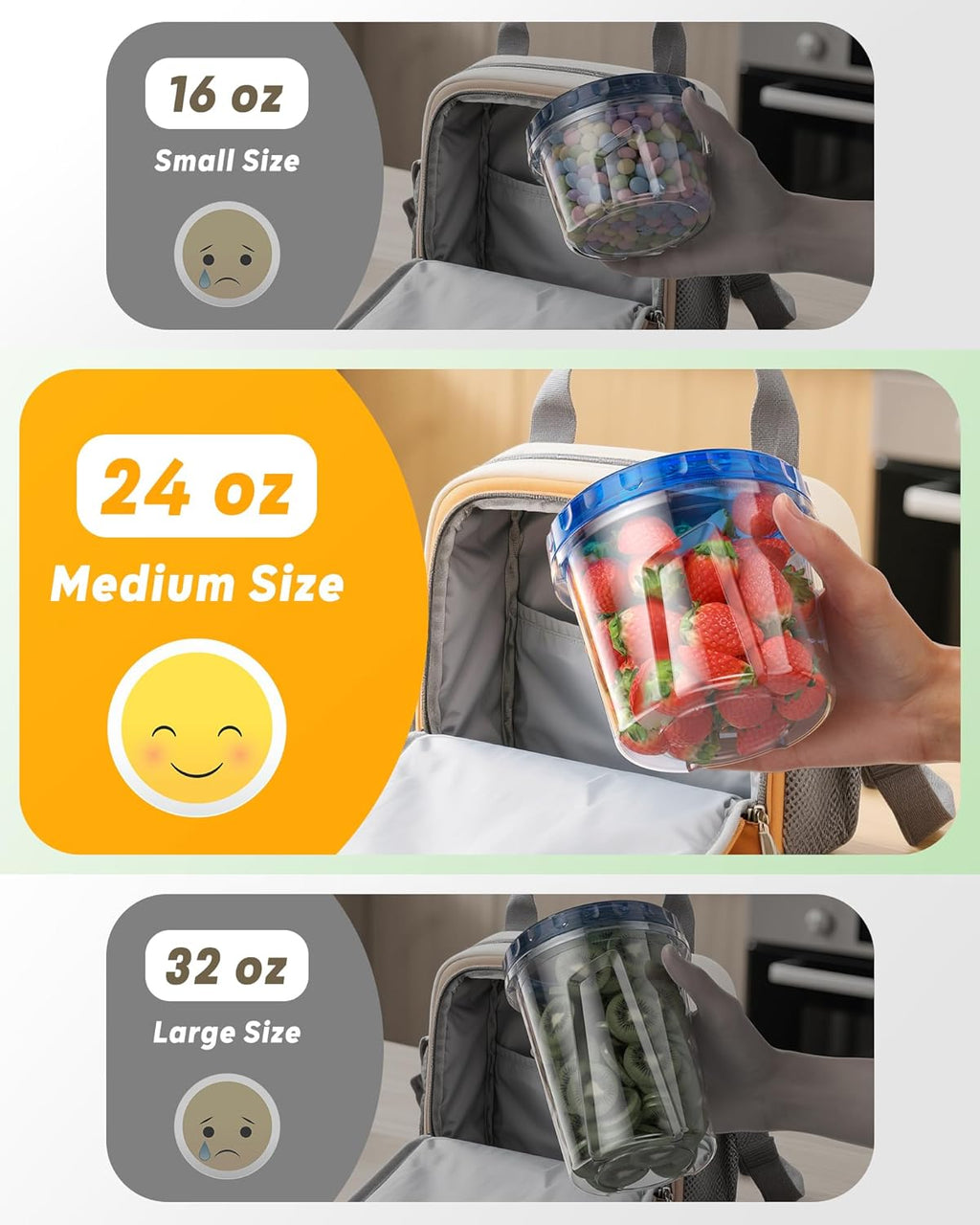 6 Pack-24 oz Freezer Storage Containers, Plastic Food Storage Containers with Twist Top Lids, BPA Free and Reusable