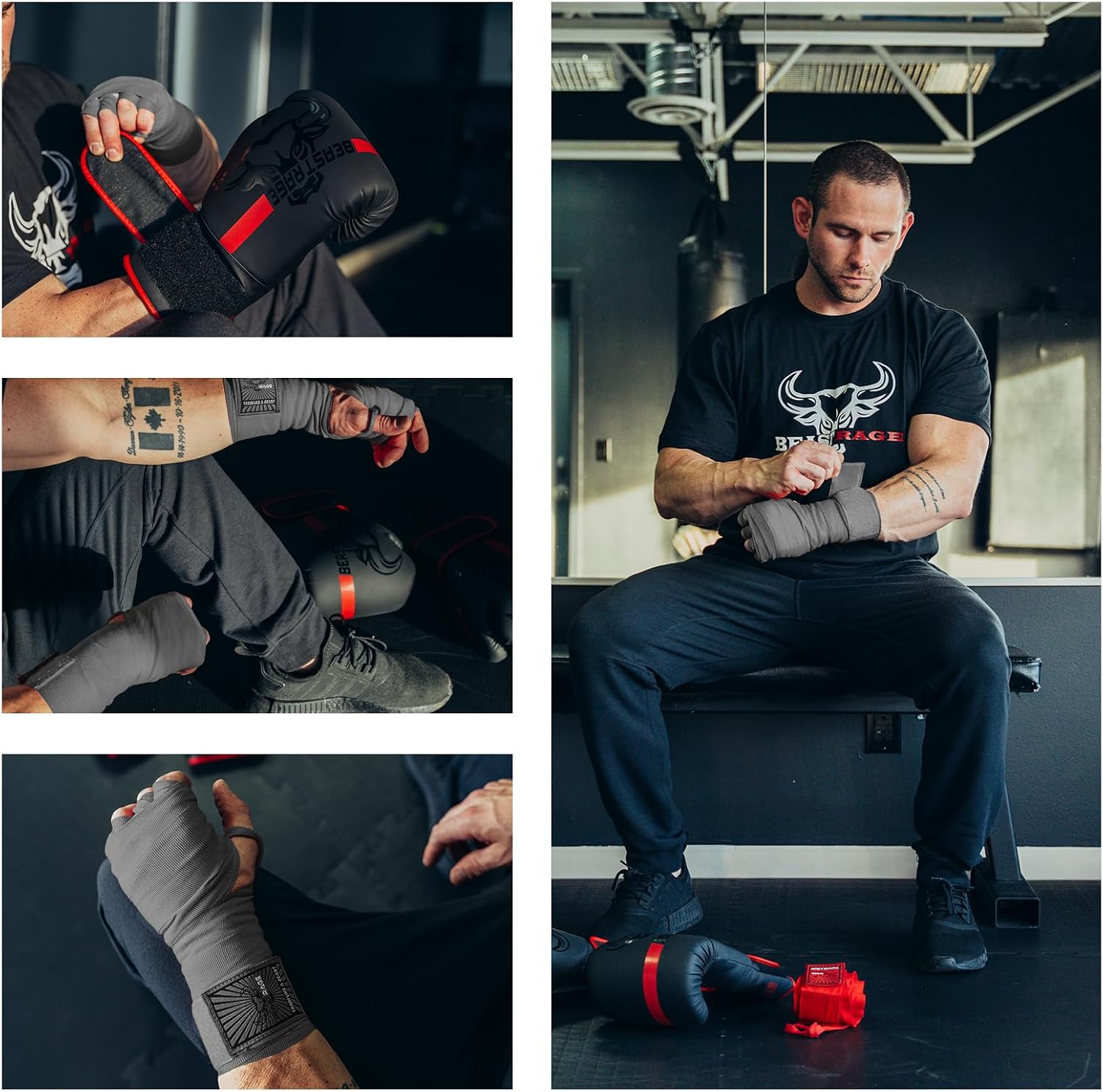 Boxing Hand Wraps for MMA Kickboxing Wrist Wraps Professional Adult 180" Semi-Elastic Martial Arts Inner Gloves Heavy