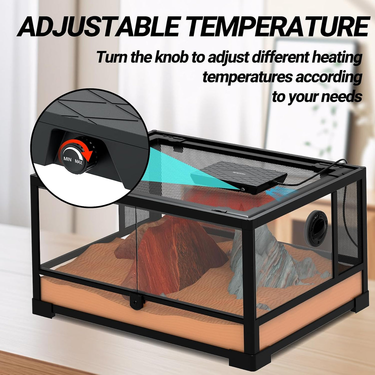 Reptile Heat Panel Adjustable Temperature Reptile Heating Plate, Non-Light Heating Solution with Expanded Heating